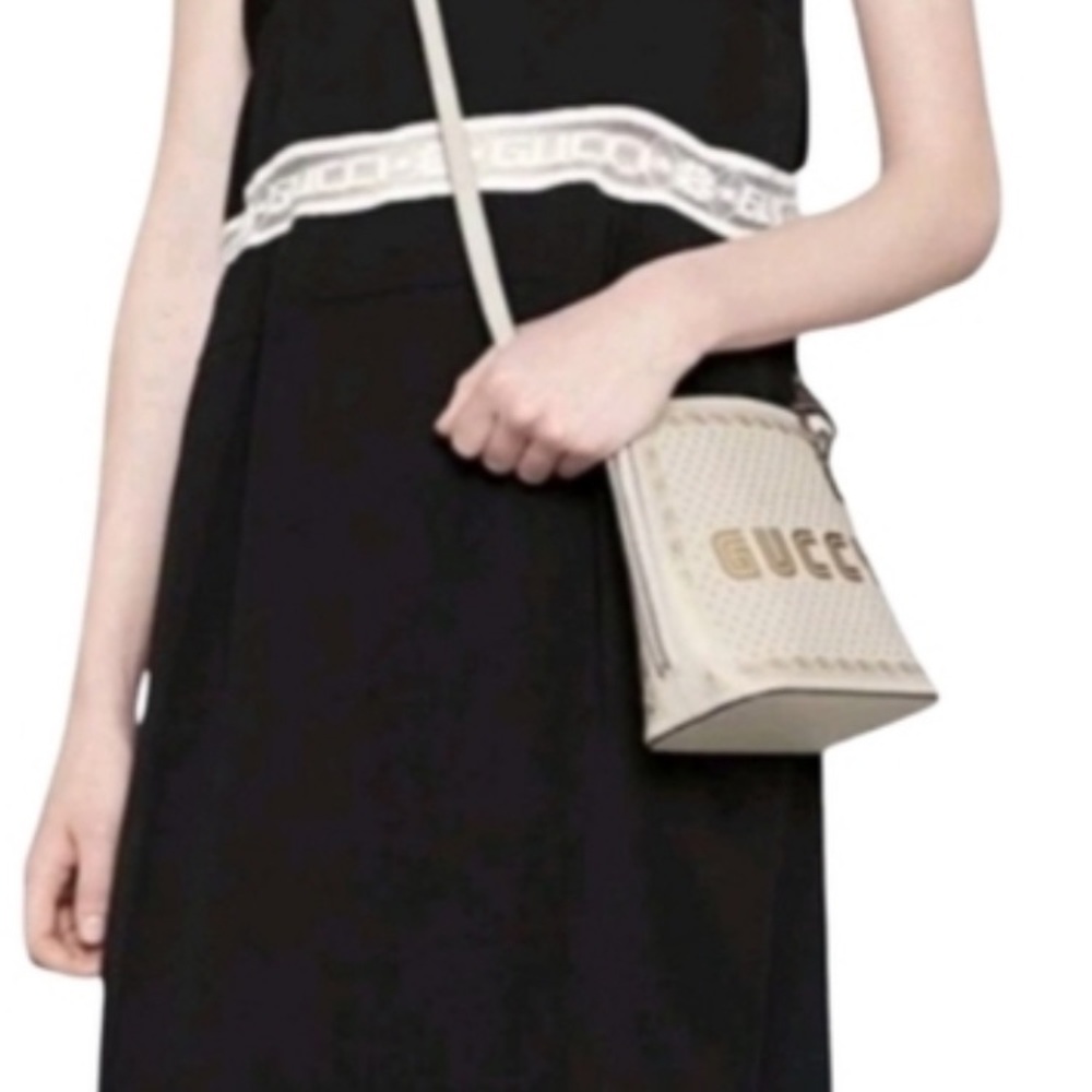 Gucci Guccy Sega Cream Crossbody Bag with Gold Logo